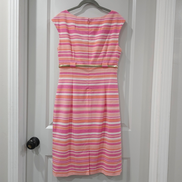 Pink Sheath Midi Dress with Bateau Neckline - Picture 9 of 16